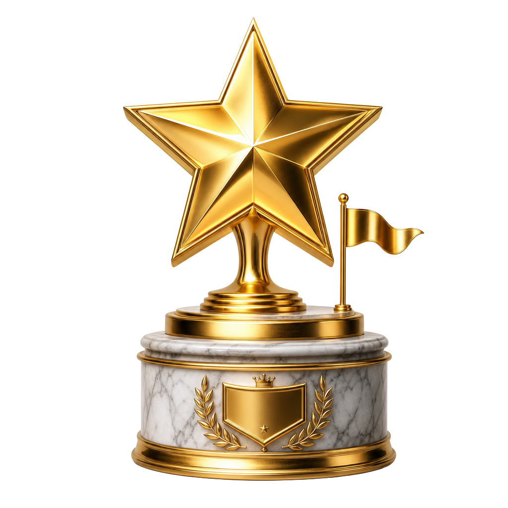 Gold star with flag illustration