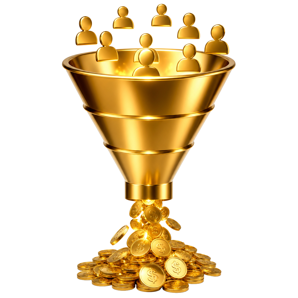 Gold funnel illustration