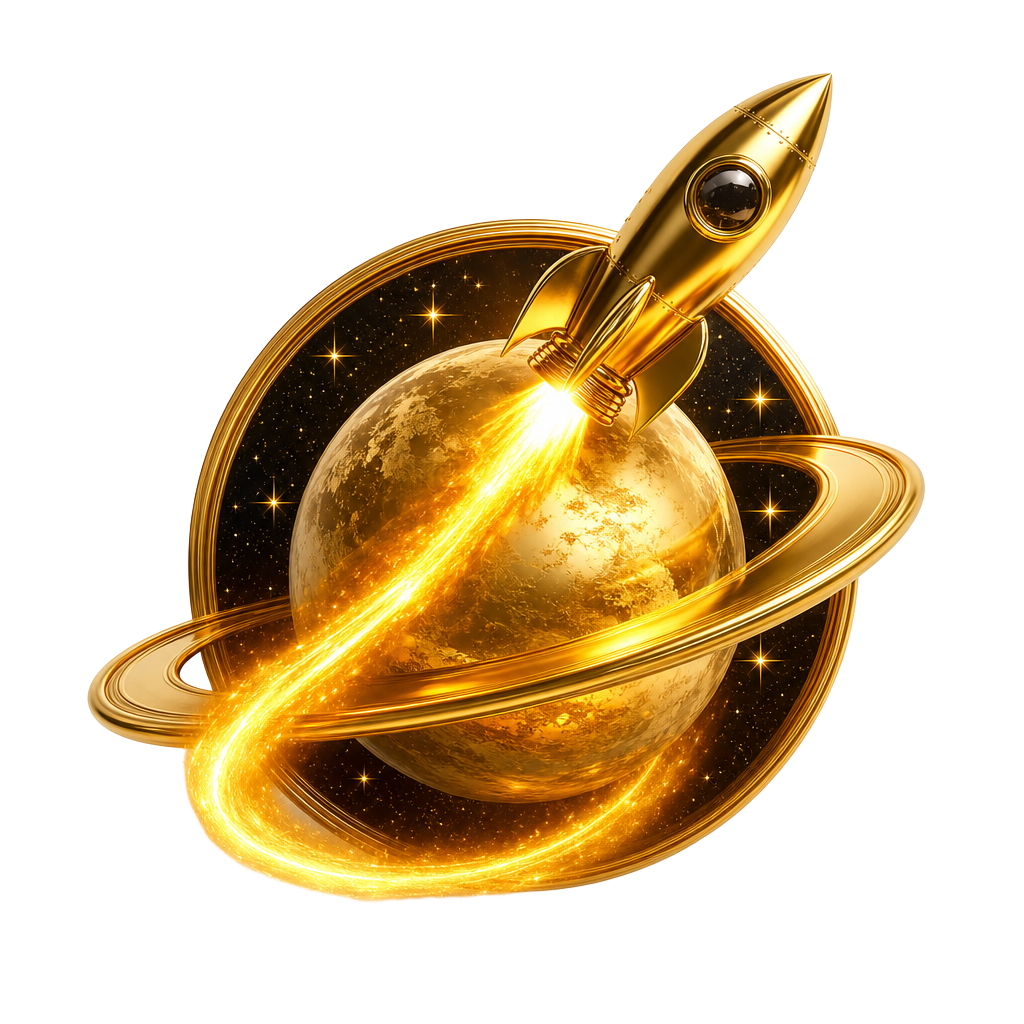 Gold rocket illustration