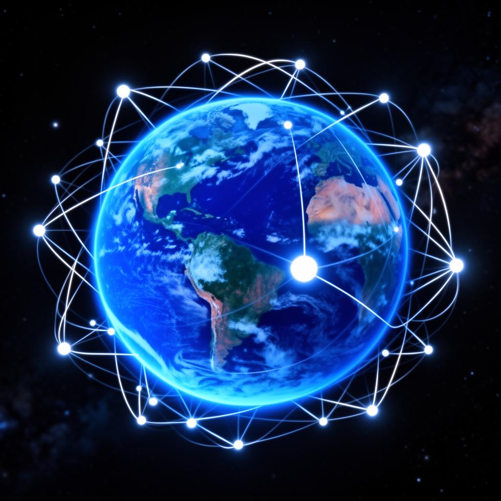 Globe with one glowing dot