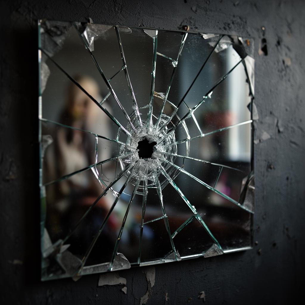Cracked mirror reflection